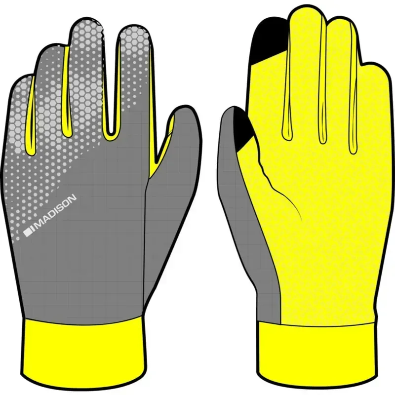 Madison Freewheel Stellar-Tech Windproof Gloves in Hi-Viz/Grey